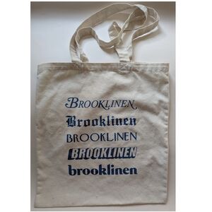 Brooklinen Canvas Tote Bag with Blue Print FLAW